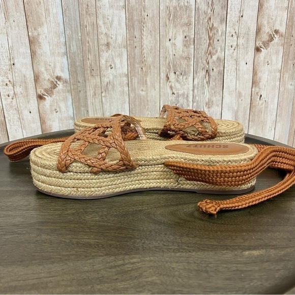 Schutz Byana Raffia Wrapped Flatform Lace Up Espadrille Size 6 Women - Picture 9 of 11